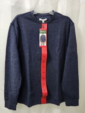 Orvis Men’s Heathered Navy Crewneck Pullover Long Sleeve Cotton Blend